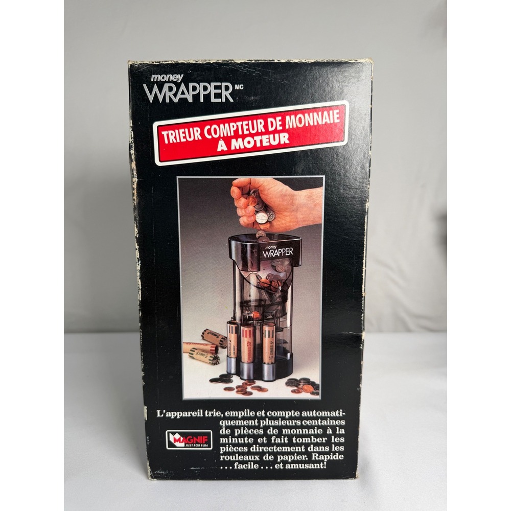 VINTAGE Mag-Nif Money Wrapper Motorized Coin Bank Unisex OS Black GOOD